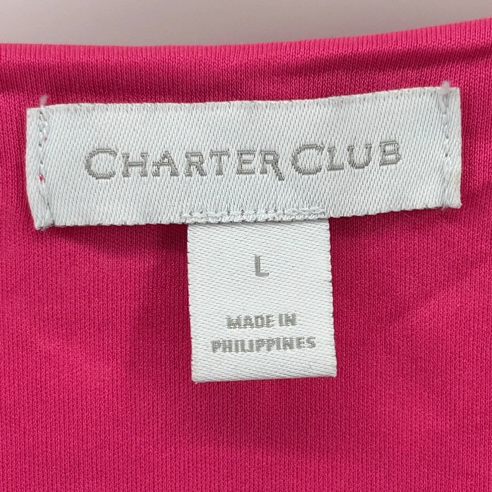 Charter Club Hot Pink Floral Lace Petal Sleeve Blouse Large Barbiecore Coquette